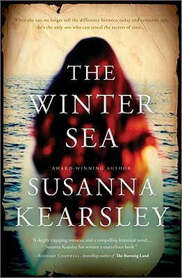 Cover of the book The Winter Sea by Susanna Kearsley, it's the back of a woman's head with long red hair with the sea in the background.